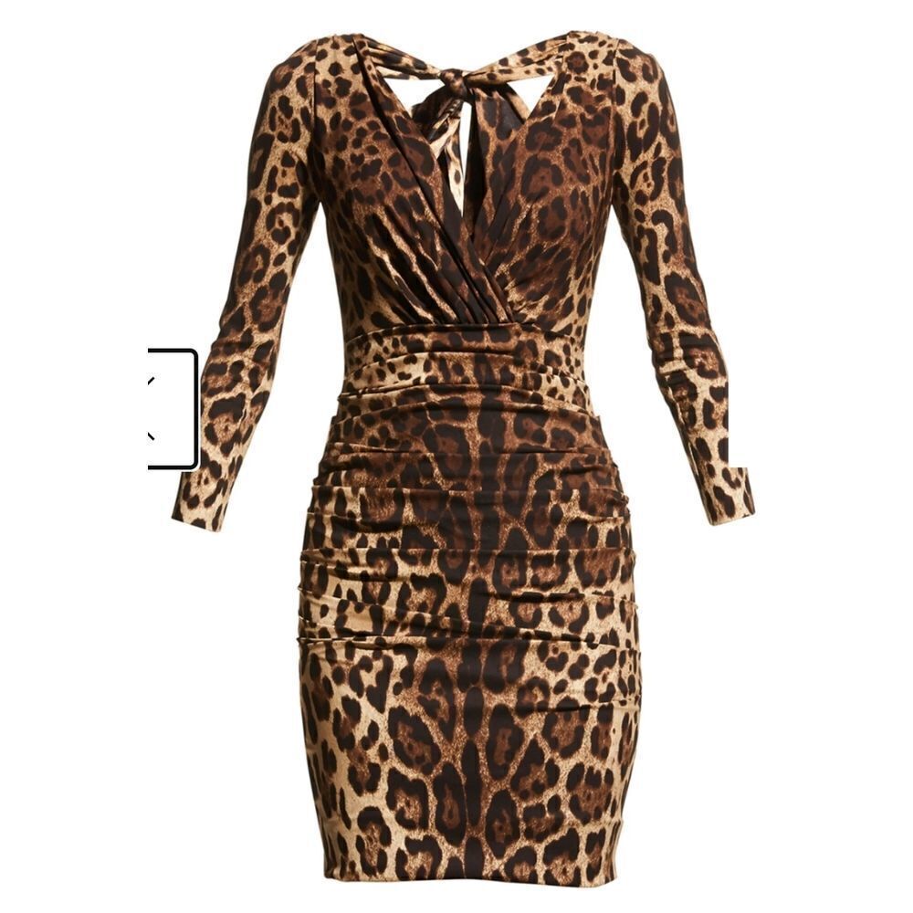DOLCE & GABBANA Leopard-print Silk Charmeuse Minidress In Brown